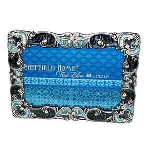 Sheffield Home 6x4 Decorative Silver Frame With Jewels & Ornate Design